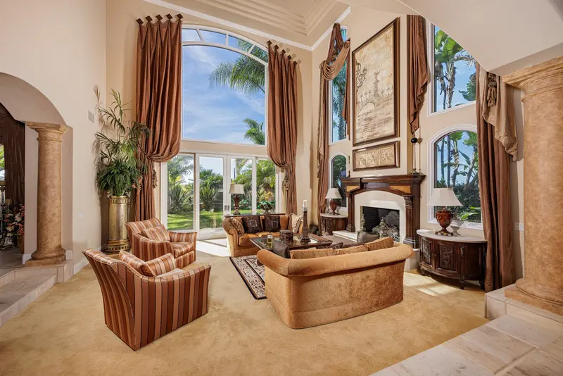 Formal living room with two-story drapery — Laguna Niguel real estate photography