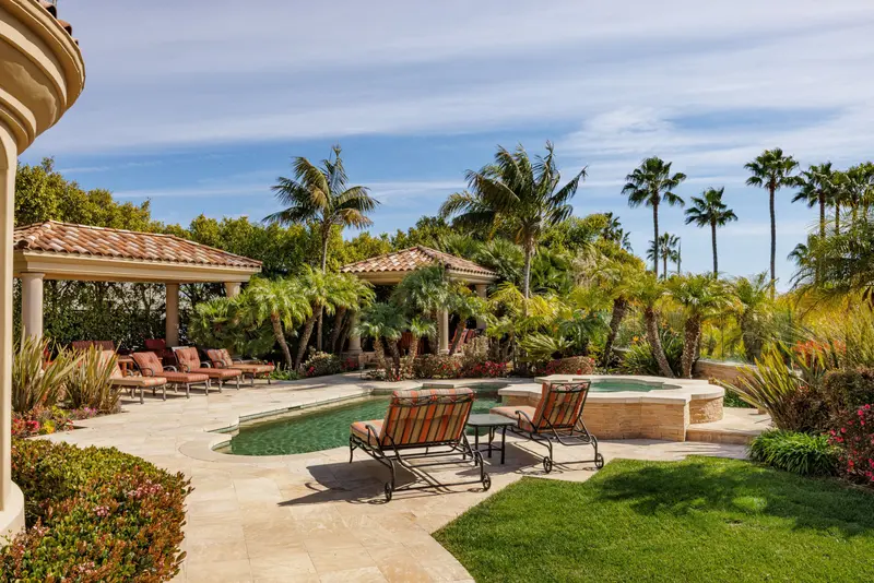 Patio lounge seating beneath a gazebo — Laguna Niguel real estate photography