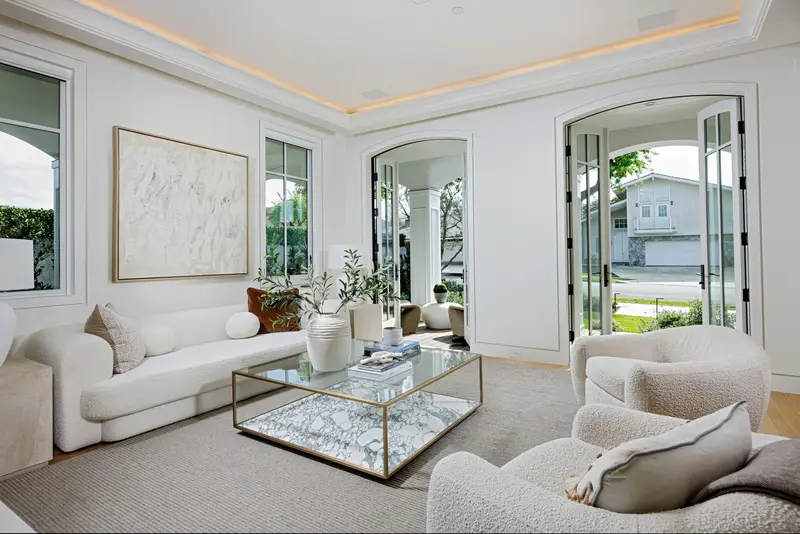 Living room with arched doorways — Newport Beach real estate photography