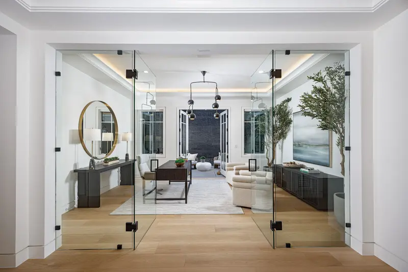 Glass-walled home office — Newport Beach real estate photography