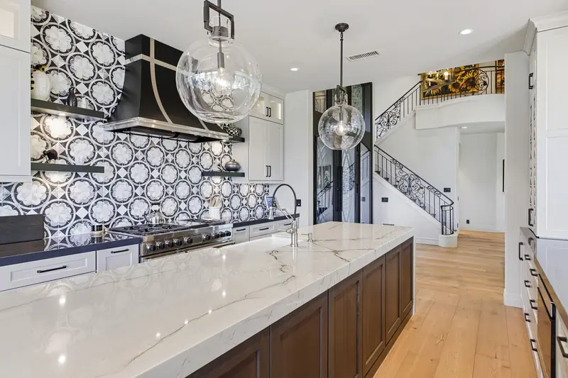 Kitchen range with statement hood — San Juan Capistrano real estate photography