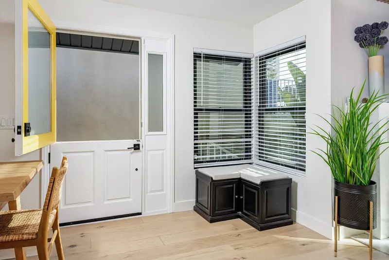 Front entry with yellow door — Laguna Beach real estate photography